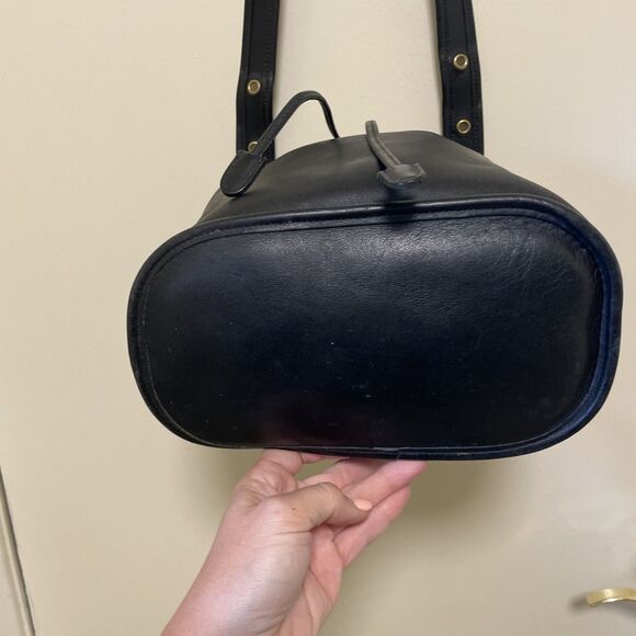 Vintage Coach 9952 Lula’s Legacy Drawstring Crossbody Bucket Bag Black Leather - Picture 5 of 12